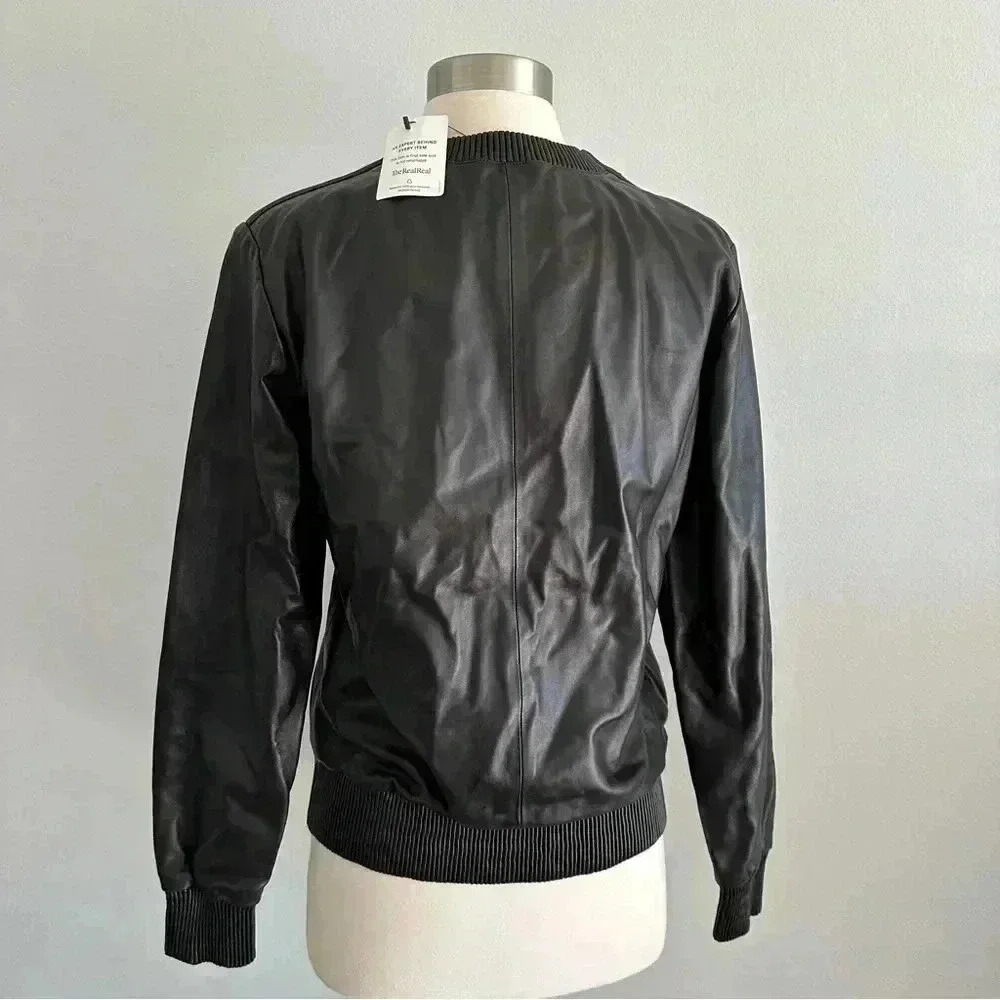 Givenchy Lambskin Leather Crewneck Sweatshirt Top Buttery Soft 38/ XS - Picture 8 of 14